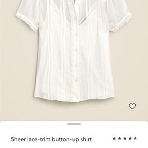 J. Crew Cream Sheer Lace Button-Down Shirt